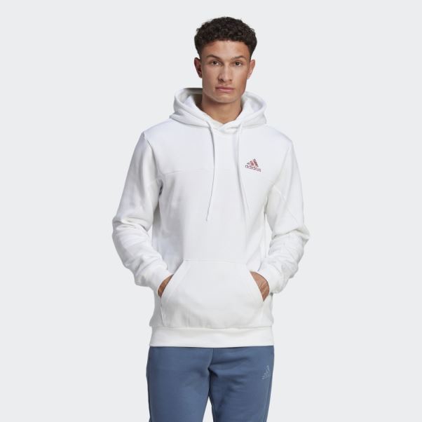 Adidas Stadium Fleece Badge Of Sport Sweat à Capuche Blanc