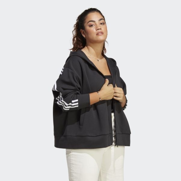 Adidas Future Icon 3-stripes Sweat à Capuche Zippé (taille Plus) Noir