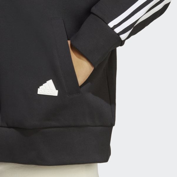 Adidas Future Icon 3-stripes Sweat à Capuche Zippé (taille Plus) Noir