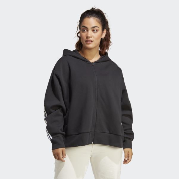 Sweat à Capuche Zippé à 3 Bandes Future Icons Noir (grande Taille) Adidas