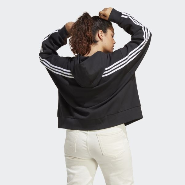 Sweat à Capuche Zippé à 3 Bandes Future Icons Noir (grande Taille) Adidas