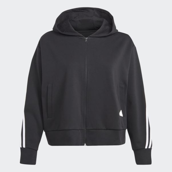 Sweat à Capuche Zippé à 3 Bandes Future Icons Noir (grande Taille) Adidas