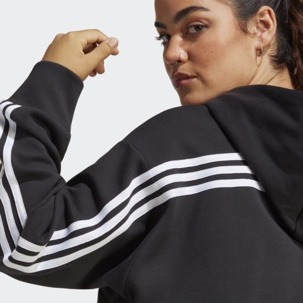 Sweat à Capuche Zippé à 3 Bandes Future Icons Noir (grande Taille) Adidas