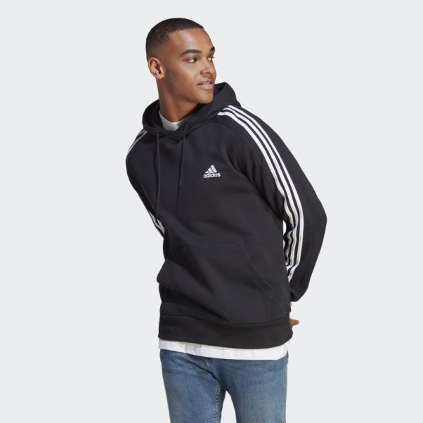 Sweat à Capuche Essentials French Terry 3-stripes Noir Adidas