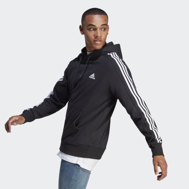 Sweat à Capuche Essentials French Terry 3-stripes Noir Adidas
