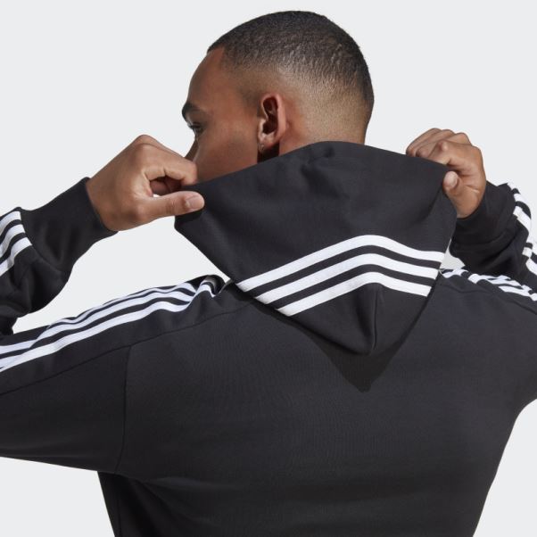 Sweat à Capuche Essentials French Terry 3-stripes Noir Adidas