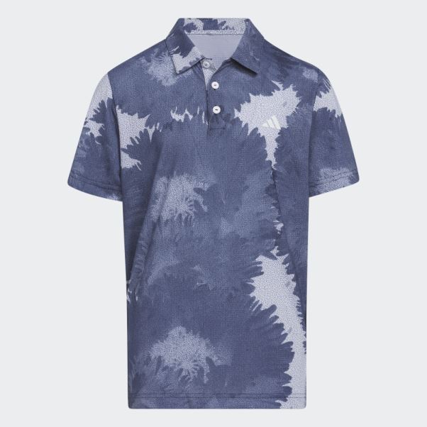 Adidas Polo Bleu Marine En Maille à Fleurs