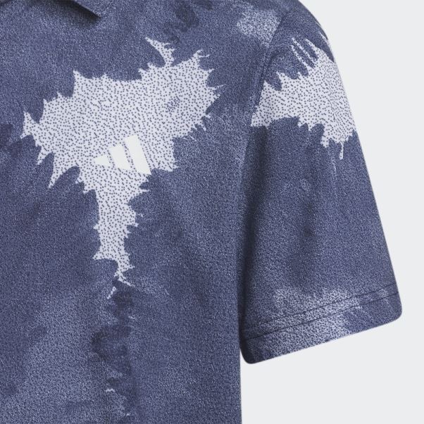 Polo En Maille à Fleurs Adidas Bleu Marine
