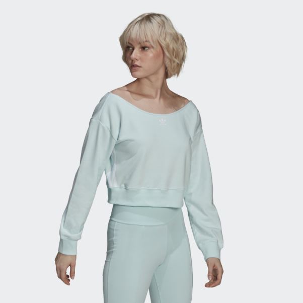 Sweat Ras Du Cou Slouchy Vert Menthe Adidas