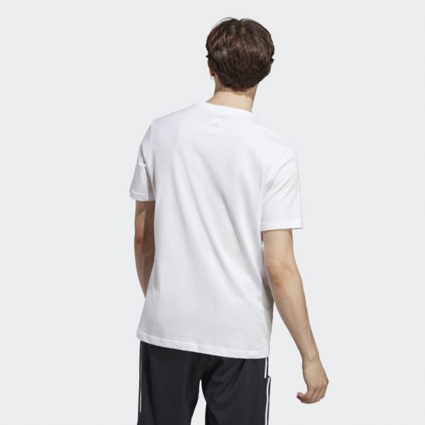 T-shirt à Logo Brodé Linéaire Essentials En Jersey Simple Adidas Blanc