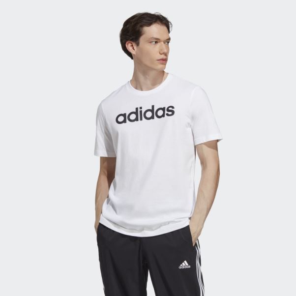 T-shirt Logo Brodé Linéaire Essentials En Jersey Simple Blanc Adidas