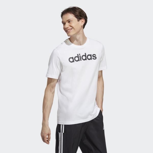 T-shirt Logo Brodé Linéaire Essentials En Jersey Simple Blanc Adidas