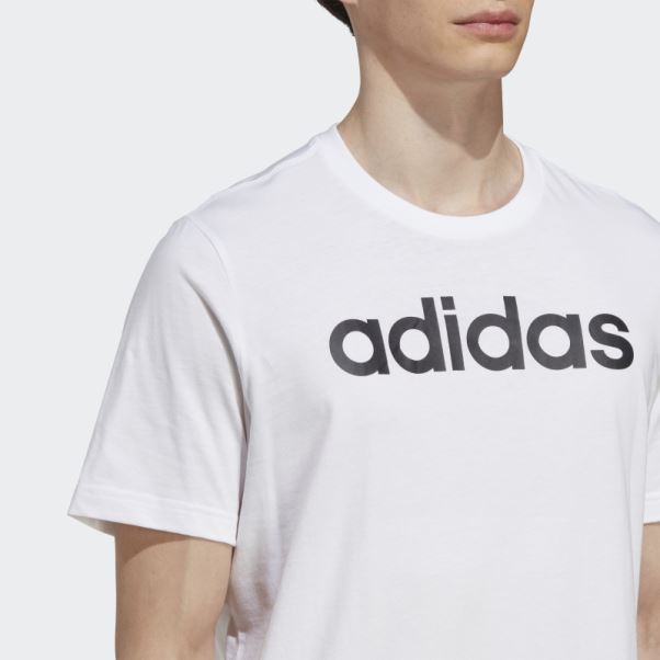 T-shirt Logo Brodé Linéaire Essentials En Jersey Simple Blanc Adidas