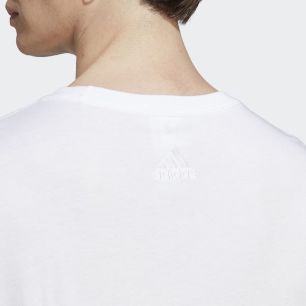 T-shirt Logo Brodé Linéaire Essentials En Jersey Simple Blanc Adidas