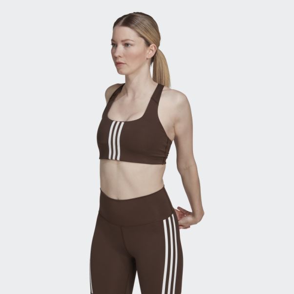 Soutien-gorge à Maintien Moyen Adidas Powerimpact Training Marron