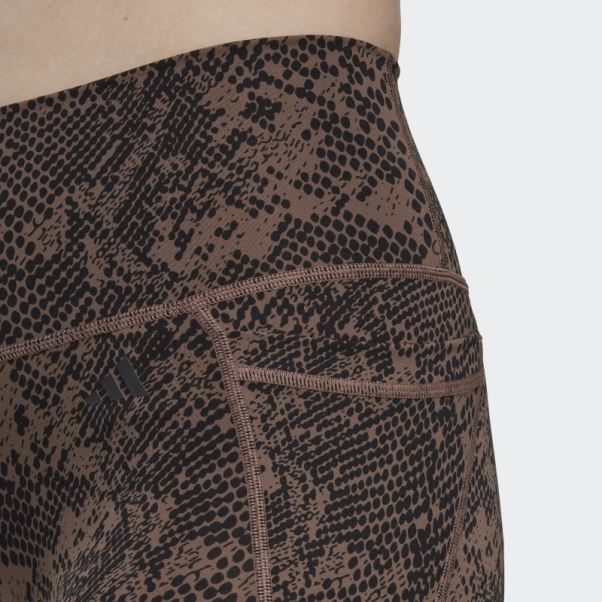 Adidas Optime Stash Pocket Training Animal Print 7/8 Legging Terre