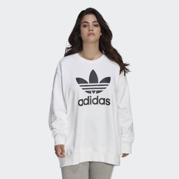 Sweat Ras Du Cou Trèfle (taille Plus) Adidas Blanc