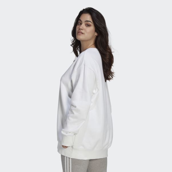 Sweat Ras Du Cou Trèfle (taille Plus) Adidas Blanc