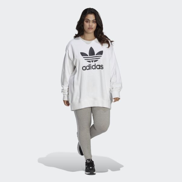 Sweat Ras Du Cou Trèfle (taille Plus) Adidas Blanc