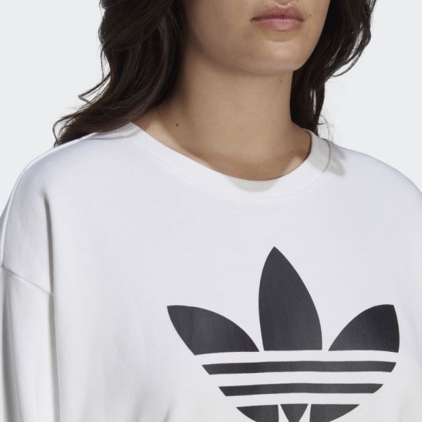 Sweat Ras Du Cou Trèfle (taille Plus) Adidas Blanc