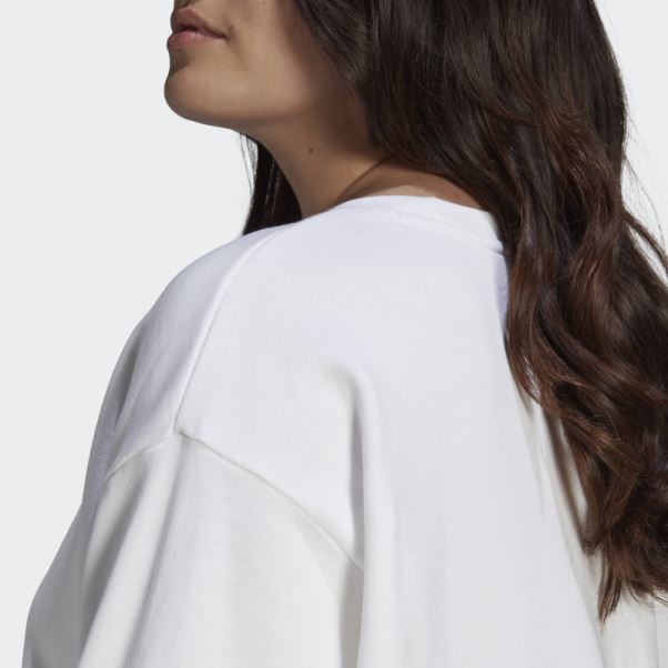 Sweat Ras Du Cou Trèfle (taille Plus) Adidas Blanc