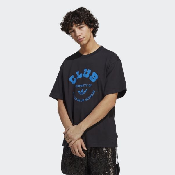 T-shirt Adidas Bleu Version Club Noir