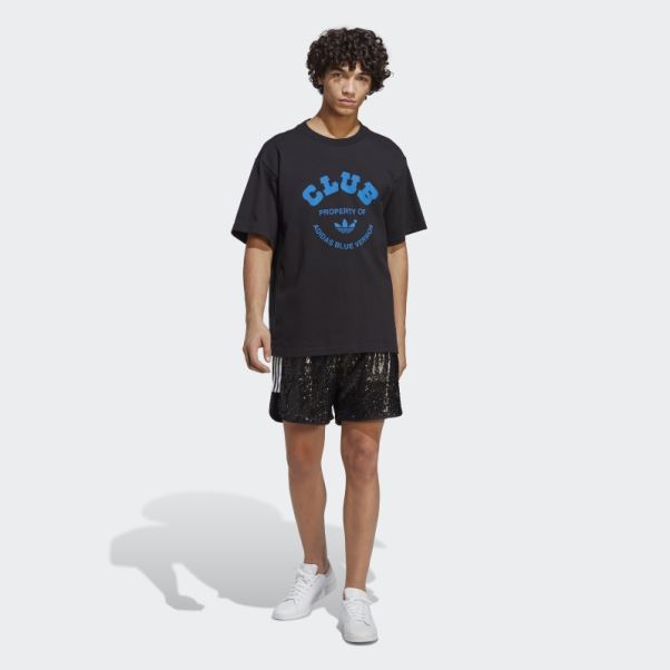 T-shirt Adidas Bleu Version Club Noir