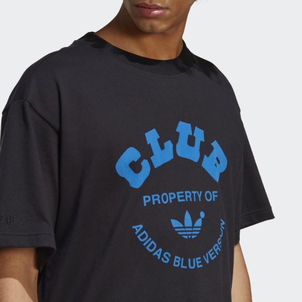 T-shirt Adidas Bleu Version Club Noir