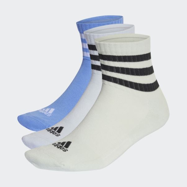 Chaussettes Mi-hautes Matelassées Sportswear Bleues à 3 Bandes 3 Paires Adidas