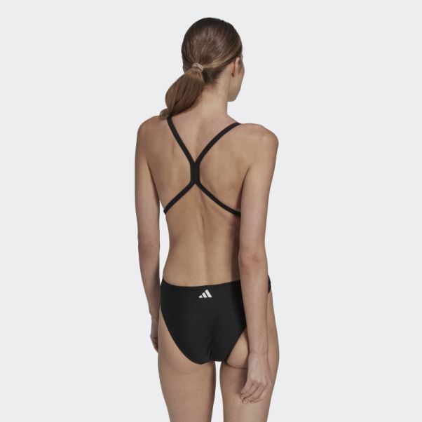 Adidas Maillot De Bain Noir à Logo Imprimé 3 Barres