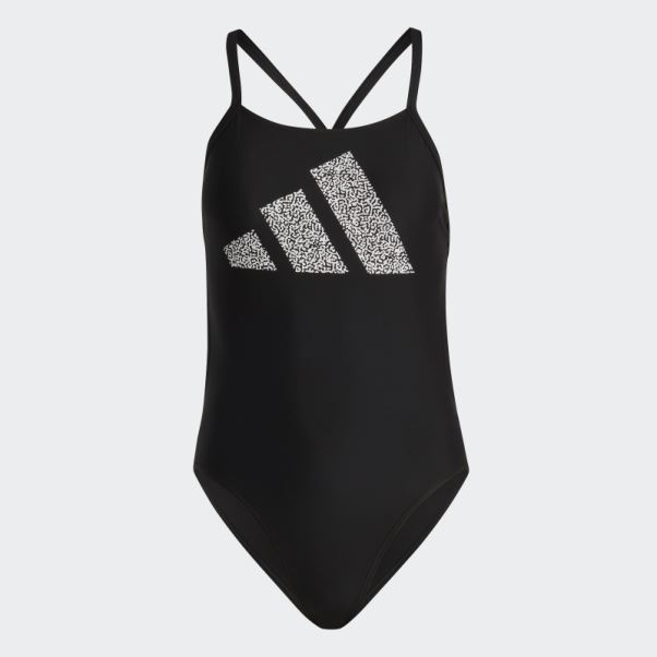 Adidas Maillot De Bain Noir à Logo Imprimé 3 Barres