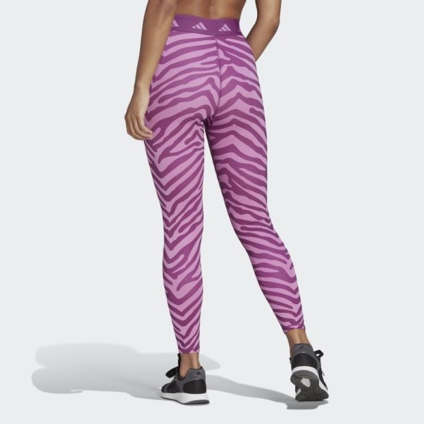 Legging Adidas Hyperglam Techfit Taille Haute 7/8 Zebra Lilas