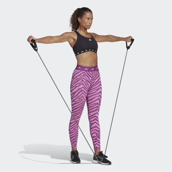 Legging Adidas Hyperglam Techfit Taille Haute 7/8 Zebra Lilas