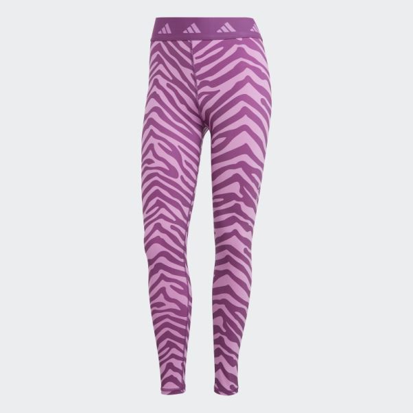 Legging Adidas Hyperglam Techfit Taille Haute 7/8 Zebra Lilas