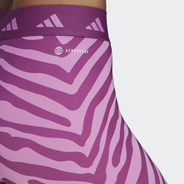 Legging Adidas Hyperglam Techfit Taille Haute 7/8 Zebra Lilas