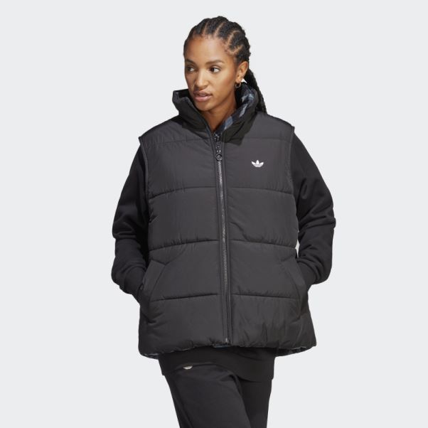 Adidas Gilet Réversible à Imprimé Animal Abstrait Noir