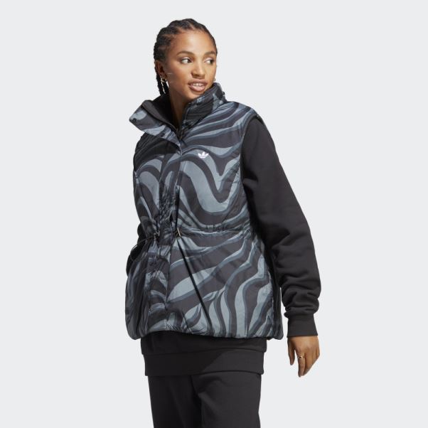 Adidas Gilet Réversible à Imprimé Animal Abstrait Noir
