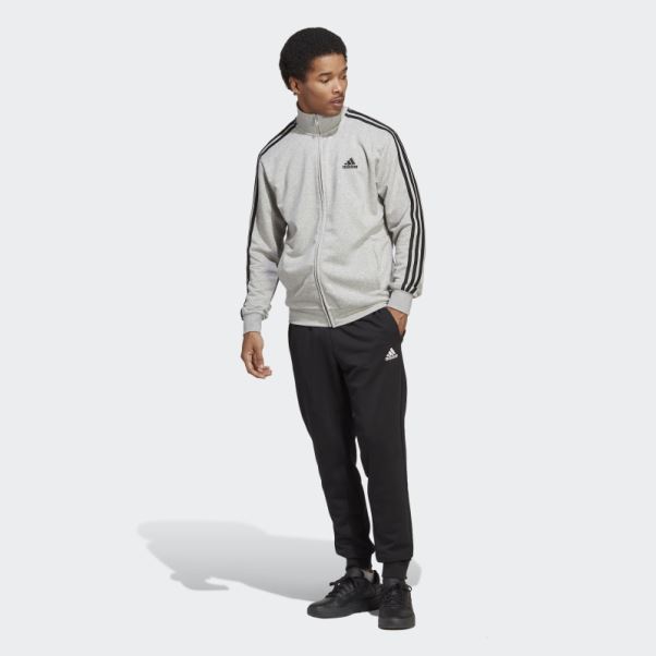 Survêtement Adidas Basic 3-stripes French Terry Gris Moyen