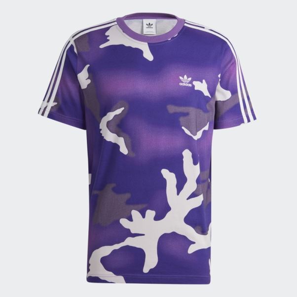 T-shirt Violet Imprimé Camouflage Graphique Adidas Sur L'ensemble