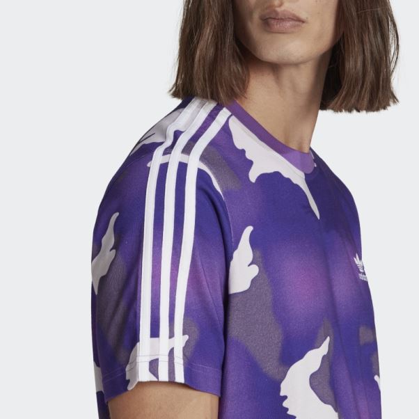 T-shirt Violet Imprimé Camouflage Graphique Adidas Sur L'ensemble