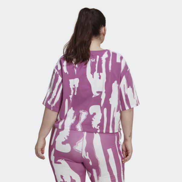 Thebe Magugu T-shirt Court à Imprimé Allover (taille Plus) Lilas Adidas