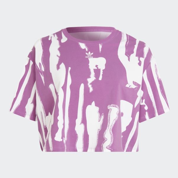 Thebe Magugu T-shirt Court à Imprimé Allover (taille Plus) Lilas Adidas