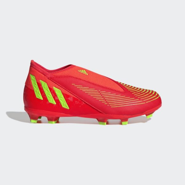 Predator Edge.3 Chaussures De Sol Ferme Sans Lacets Rouge Adidas