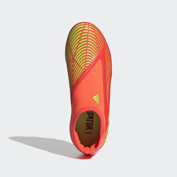 Predator Edge.3 Chaussures De Sol Ferme Sans Lacets Rouge Adidas