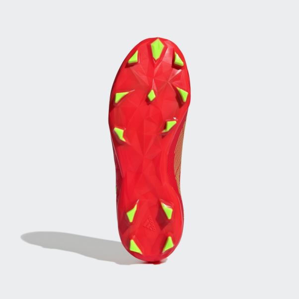 Predator Edge.3 Chaussures De Sol Ferme Sans Lacets Rouge Adidas