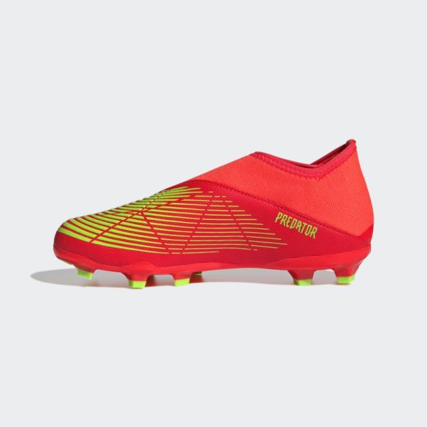 Predator Edge.3 Chaussures De Sol Ferme Sans Lacets Rouge Adidas
