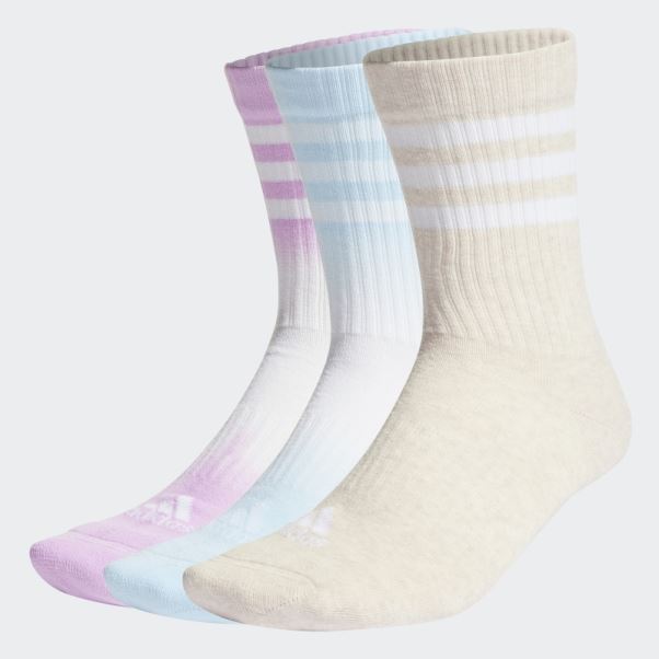 Chaussettes Mi-mollet Matelassées Adidas Dip-dyed 3 Bandes 3 Paires Blanc
