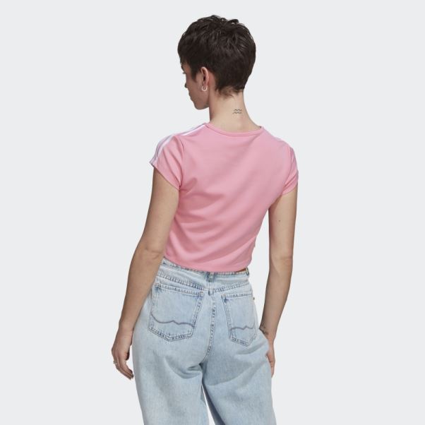 Adicolor Classics Crop T-shirt à 3 Bandes Rose Adidas