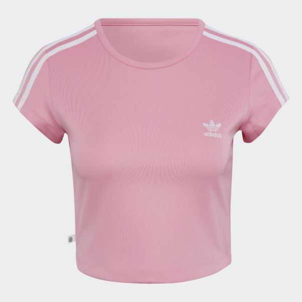 Adicolor Classics Crop T-shirt à 3 Bandes Rose Adidas