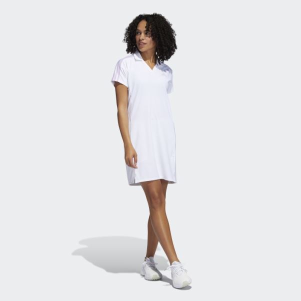 Robe De Golf 3 Bandes Adidas Blanc
